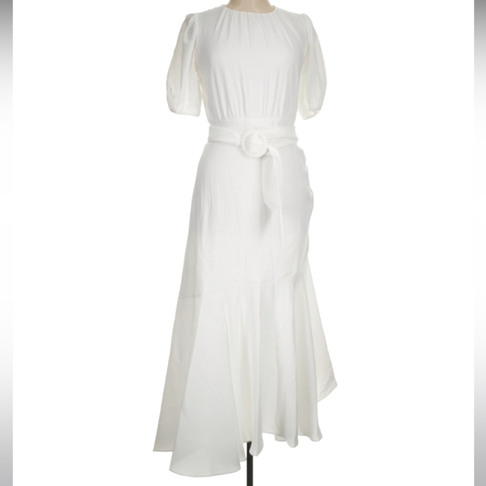 Sachin and babi White Asymmetrical Maxi Skirt with Belt